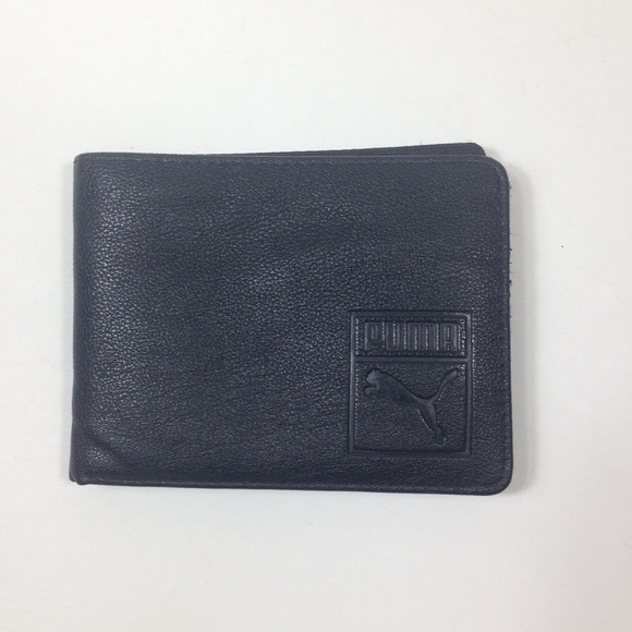 puma black leather wallet